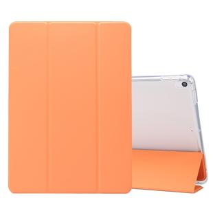 For iPad Air (2019)/Pro 10.5 (2017) 3-folding Electric Pressed Skin Texture Horizontal Flip Shockproof Transparent TPU + PU Leather Case with Holder & Pen Slot & Sleep / Wake-up Function(Orange)