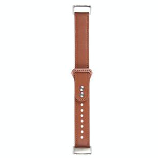 For Fitbit Charge 5 PU Leather Replacement Watch Band(Brown)