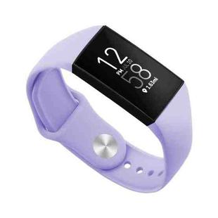 For Fitbit Charge 3 22mm Solid Color Silicone Watch Band A(Pink Purple)
