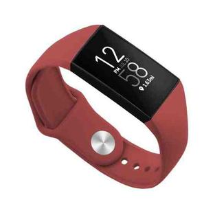 For Fitbit Charge 3 22mm Solid Color Silicone Watch Band A(Crimson)