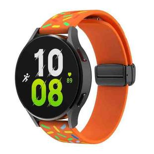 For Samsung Galaxy Watch 6 / 6 Classic Sports Rainbow Dots Magnetic Black Buckle Silicone Watch Band(Orange)