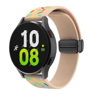 For Samsung Galaxy Watch 6 / 6 Classic Sports Rainbow Dots Magnetic Black Buckle Silicone Watch Band(Pink)