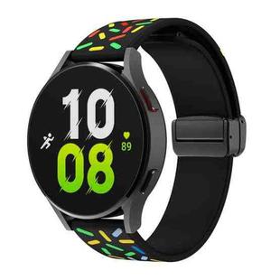 For Samsung Galaxy Watch 6 / 6 Classic Sports Rainbow Dots Magnetic Black Buckle Silicone Watch Band(Black)
