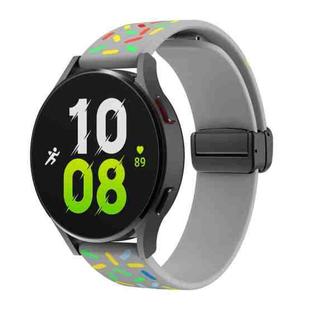 For Samsung Galaxy Watch 6 / 6 Classic Sports Rainbow Dots Magnetic Black Buckle Silicone Watch Band(Grey)