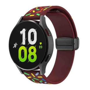 For Samsung Galaxy Watch 6 / 6 Classic Sports Rainbow Dots Magnetic Black Buckle Silicone Watch Band(Wine Red)