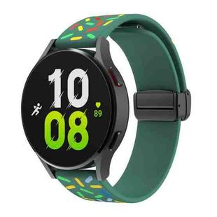 For Samsung Galaxy Watch 6 / 6 Classic Sports Rainbow Dots Magnetic Black Buckle Silicone Watch Band(Green)