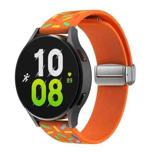 For Samsung Galaxy Watch 6 / 6 Classic Sports Rainbow Dots Magnetic Silver Buckle Silicone Watch Band(Orange)