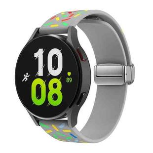 For Samsung Galaxy Watch 6 / 6 Classic Sports Rainbow Dots Magnetic Silver Buckle Silicone Watch Band(Grey)