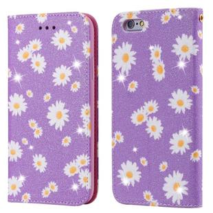 For iPhone 6 / 6s Glittering Daisy Magnetic Horizontal Flip Leather Case with Holder & Card Slots & Photo Frame(Purple)