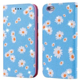 For iPhone 6 / 6s Glittering Daisy Magnetic Horizontal Flip Leather Case with Holder & Card Slots & Photo Frame(Blue)