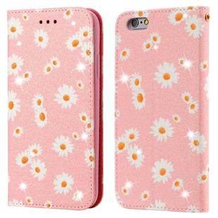For iPhone 6 / 6s Glittering Daisy Magnetic Horizontal Flip Leather Case with Holder & Card Slots & Photo Frame(Pink)