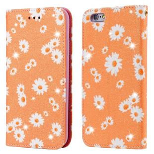 For iPhone 6 / 6s Glittering Daisy Magnetic Horizontal Flip Leather Case with Holder & Card Slots & Photo Frame(Orange)