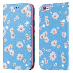 For iPhone 6 Plus Glittering Daisy Magnetic Horizontal Flip Leather Case with Holder & Card Slots & Photo Frame(Blue)