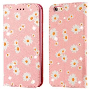 For iPhone 6 Plus Glittering Daisy Magnetic Horizontal Flip Leather Case with Holder & Card Slots & Photo Frame(Pink)