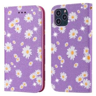 For iPhone 11 Pro Glittering Daisy Magnetic Horizontal Flip Leather Case with Holder & Card Slots & Photo Frame(Purple)