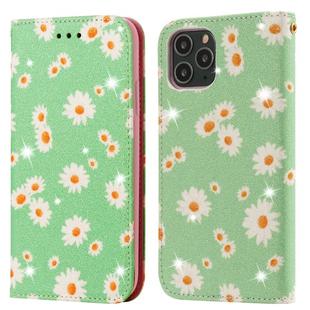For iPhone 11 Pro Glittering Daisy Magnetic Horizontal Flip Leather Case with Holder & Card Slots & Photo Frame(Green)