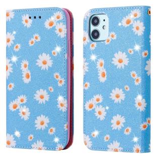 For iPhone 11 Glittering Daisy Magnetic Horizontal Flip Leather Case with Holder & Card Slots & Photo Frame(Blue)