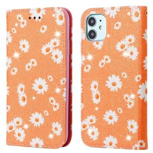 For iPhone 11 Glittering Daisy Magnetic Horizontal Flip Leather Case with Holder & Card Slots & Photo Frame(Orange)