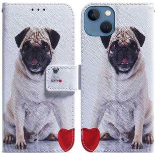 For iPhone 15 Plus Coloured Drawing Flip Leather Phone Case(Pug)