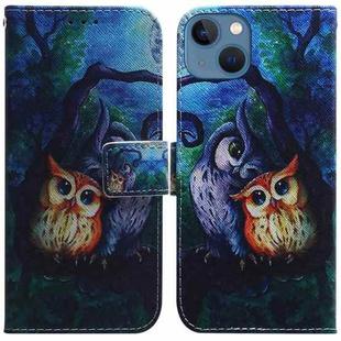 For iPhone 15 Coloured Drawing Flip Leather Phone Case(Oil Painting Owl)