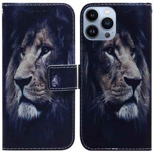 For iPhone 14 Pro Max Coloured Drawing Flip Leather Phone Case(Lion)
