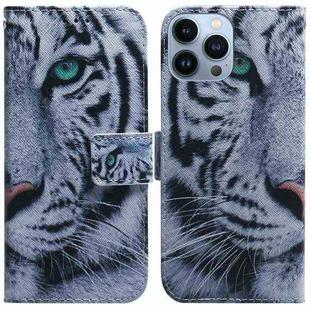 For iPhone 14 Pro Coloured Drawing Flip Leather Phone Case(Tiger)