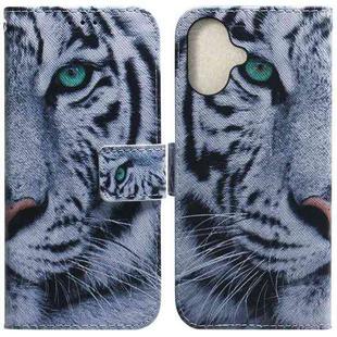 For iPhone 16 Coloured Drawing Flip Leather Phone Case(Tiger)