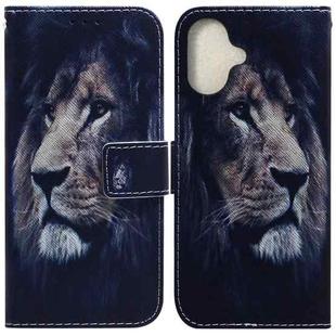 For iPhone 16 Coloured Drawing Flip Leather Phone Case(Lion)