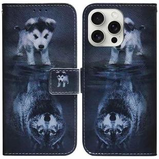 For iPhone 16 Pro Coloured Drawing Flip Leather Phone Case(Wolf and Dog)