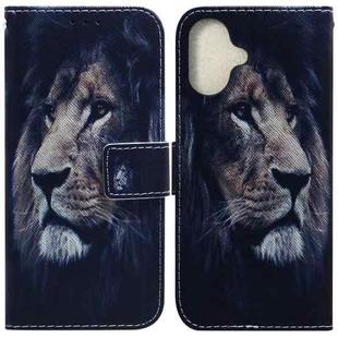 For iPhone 16 Plus Coloured Drawing Flip Leather Phone Case(Lion)