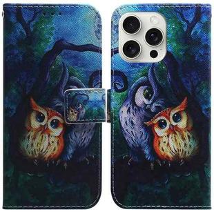 For iPhone 16 Pro Max Coloured Drawing Flip Leather Phone Case(Oil Painting Owl)