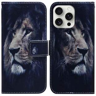 For iPhone 16 Pro Max Coloured Drawing Flip Leather Phone Case(Lion)