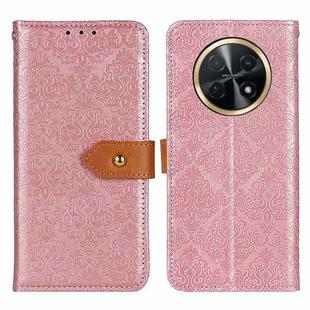 For Huawei Nova Y91 4G / Enjoy 60X European Floral Embossed Leather Phone Case(Pink)