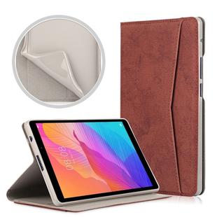 For Huawei MatePad T8 Marble Cloth Texture Horizontal Flip Leather Case with Card Slot & Holder(Brown)
