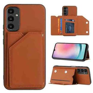 For Samsung Galaxy A24 4G Skin Feel PU + TPU + PC Card Slots Phone Case(Brown)