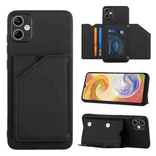 For Samsung Galaxy A05 Skin Feel PU + TPU + PC Card Slots Phone Case(Black)