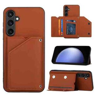 For Samsung Galaxy S23 FE 5G Skin Feel PU + TPU + PC Card Slots Phone Case(Brown)