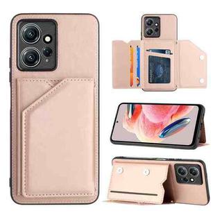 For Xiaomi Redmi Note 12 4G Skin Feel PU + TPU + PC Card Slots Phone Case(Rose Gold)