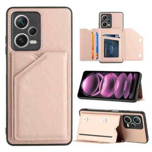 For Xiaomi Redmi Note 12 / Poco X5 5G Skin Feel PU + TPU + PC Card Slots Phone Case(Rose Gold)