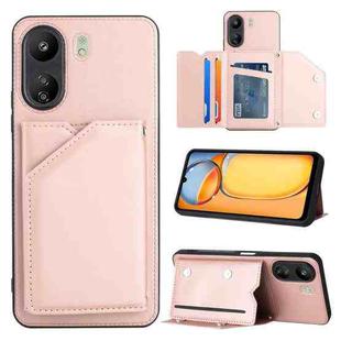 For Xiaomi Redmi 13C 4G / Poco C65 Skin Feel PU + TPU + PC Card Slots Phone Case(Rose Gold)