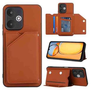 For Xiaomi Redmi 13C 5G / Redmi 13R Skin Feel PU + TPU + PC Card Slots Phone Case(Brown)