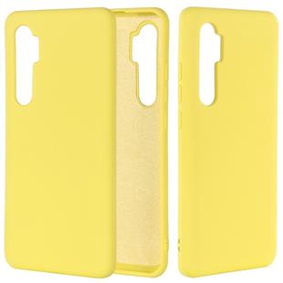 For Xiaomi Mi Note 10 Lite Solid Color Liquid Silicone Shockproof Full Coverage Protective Case(Yellow)