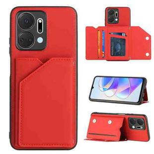 For Honor X7a Skin Feel PU + TPU + PC Card Slots Phone Case(Red)