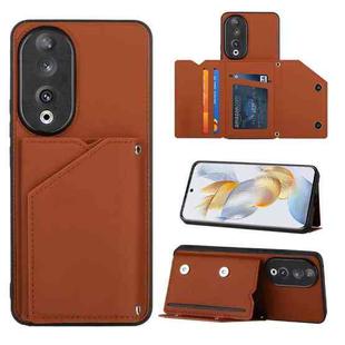 For Honor 90 Skin Feel PU + TPU + PC Card Slots Phone Case(Brown)