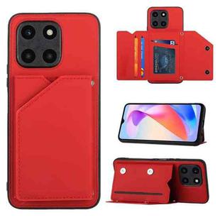 For Honor X6a 4G Skin Feel PU + TPU + PC Card Slots Phone Case(Red)