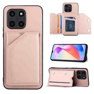 For Honor X6a 4G Skin Feel PU + TPU + PC Card Slots Phone Case(Rose Gold)