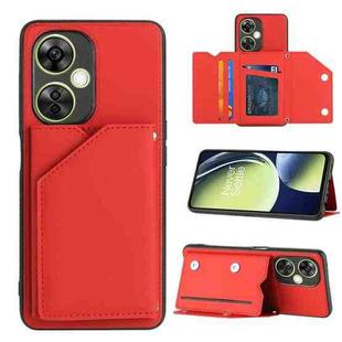 For OnePlus Nord CE 3 Lite 5G / Nord N30 / OPP0 K11X Skin Feel PU + TPU + PC Card Slots Phone Case(Red)