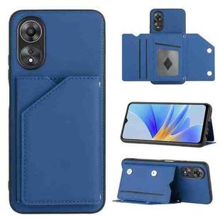 For OPPO A17 Global Skin Feel PU + TPU + PC Card Slots Phone Case(Royal Blue)