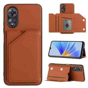 For OPPO A58 / A78 5G Skin Feel PU + TPU + PC Card Slots Phone Case(Brown)