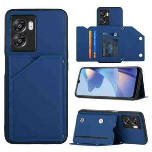For OPPO A57 5G/A77 5G Skin Feel PU + TPU + PC Card Slots Phone Case(Royal Blue)